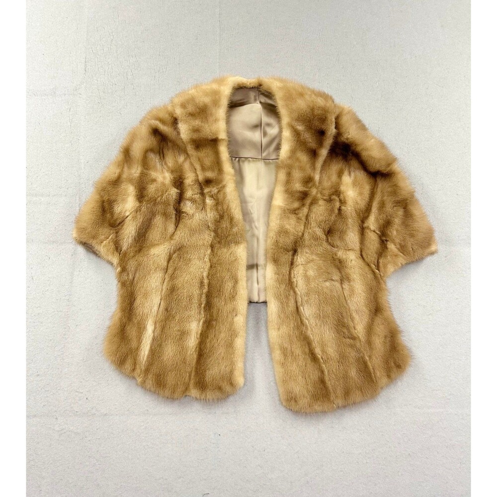 Vintage Mink Fur Wrap Cape Soft Shawl Collar Golden Wrap